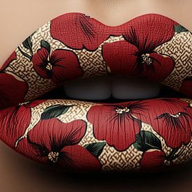 Lippen van bloemen panorama van TheXclusive Art