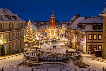 Gotha's marktplein in de winter van Roland Brack