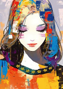 Femme aux yeux fermés | Femme colorée sur La collection ARTEO