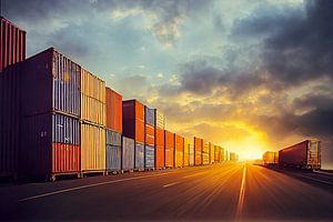 Container Logistiek Vervoer Behang van Animaflora PicsStock