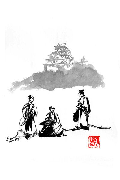 drie samurais van Péchane Sumie