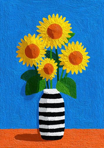 Illustratie van speelse zonnebloemen