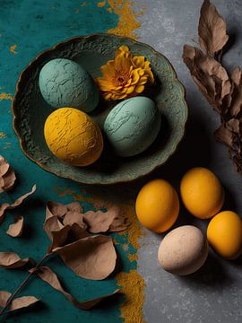 Yellow And Blue Eggs by treechild .