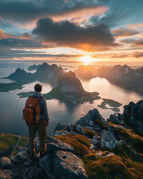 Lever de soleil sur le fjord par fernlichtsicht