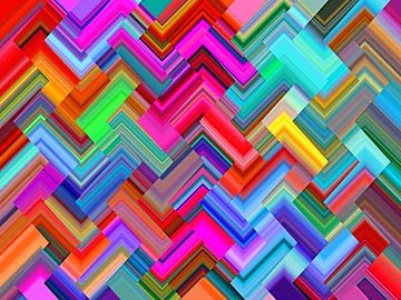 Block-Chains 1 (Abstracte kleurrijke Kunst) van Caroline Lichthart