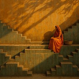 Stilte in de stepwell — vrouw in zonlicht van But First Framing