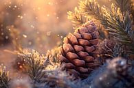Dennenappels in winterlicht van Poster Art Shop thumbnail