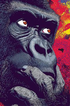 Gorilla in Reflectie Popart Diepgang van Eva Lee