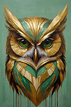 Modern Golden Owl in Art Deco Style by De Muurdecoratie