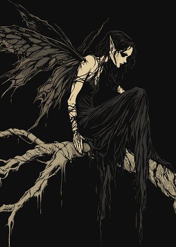 Donkere fee met gescheurde vleugels