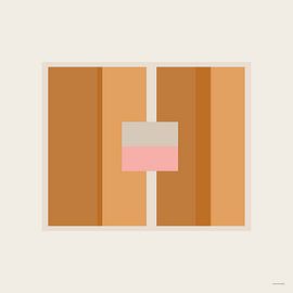 Abstract Ochre Pink Square by Mid Century Art House