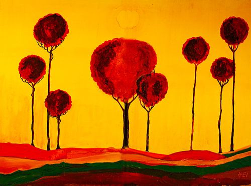 Toscaans landschap met acht bomen