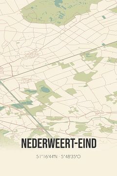 Vintage landkaart van Nederweert-Eind (Limburg) van Rezona