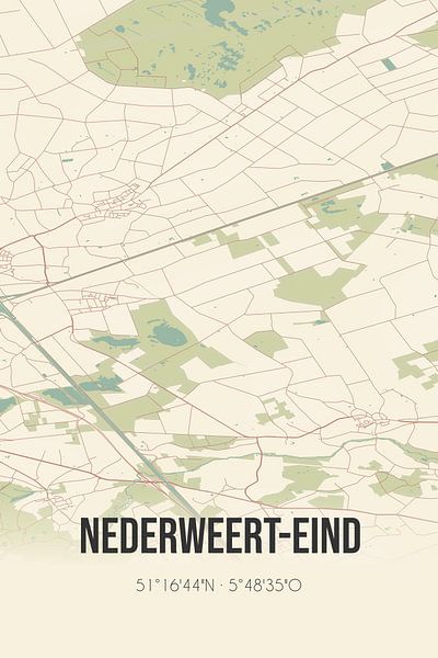 Vintage map of Nederweert-Eind (Limburg) by Prints of Place