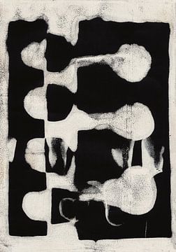 Abstracte organische vormen in zwart-wit nr. 1 van Dina Dankers