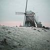 Mühlen von Stompwijk im Winter von Teun de Leede