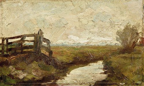 Irrigation ditch with wood gate at left, Piet Mondrian