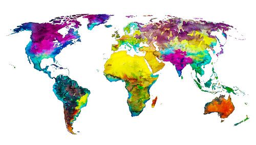 World map in Tropical colors