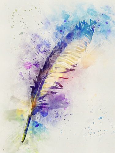 Kleurrijke veer in aquarelstijl