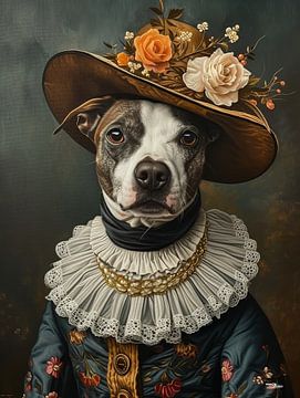 chien en robe victorienne sur Gelissen Artworks