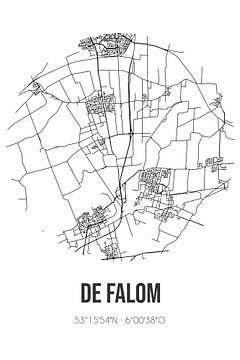 De Falom (Fryslan) | Landkaart | Zwart-wit van Rezona