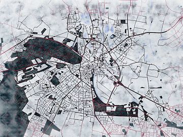 Kaart van Kleve in de stijl 'White Winter' van Maporia
