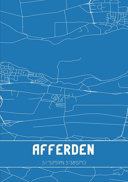 Blauwdruk | Landkaart | Afferden (Gelderland) van Stad & Wand