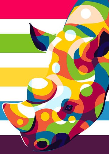 Neushoornportret in Pop Art stijl