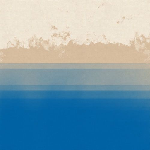 Abstract landschap in neonblauw en pastelbeige