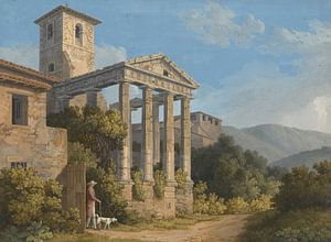 De tempel van Hercules in Cori bij Velletri, Jakob Philipp Hackert