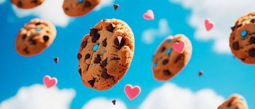 Zwevende koekjes met kleurrijke hartjes van Poster Art Shop
