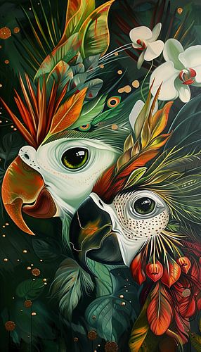 Perroquets : interaction entre les plumes et la flore