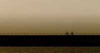 Two cyclists on the dike by Ellen Driesse thumbnail