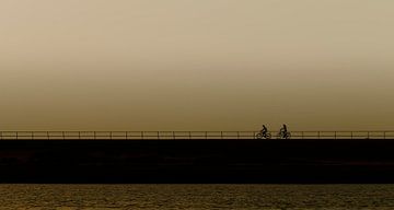 Two cyclists on the dike by Ellen Driesse