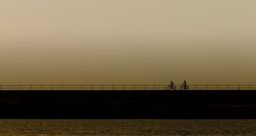 Two cyclists on the dike by Ellen Driesse