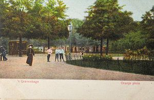 Alte Postkarte des Oranienplatzes in Den Haag von 1906