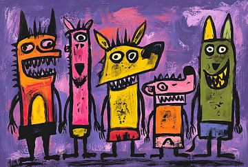 Five Colourful Monsters in Harmony by ARTEO Paintings