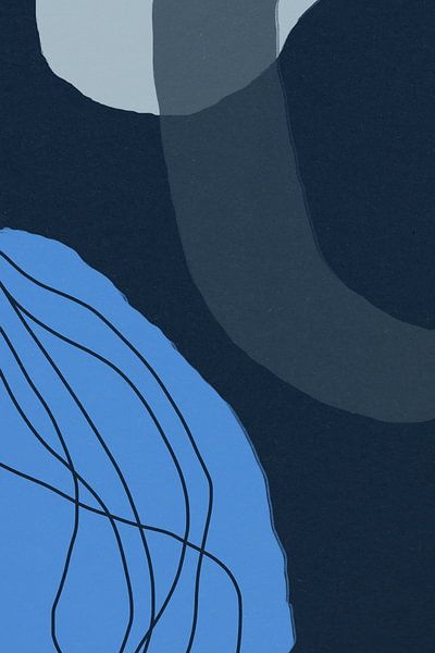 Modern abstract minimalist  shapes in blue, gray and black IV by Dina Dankers