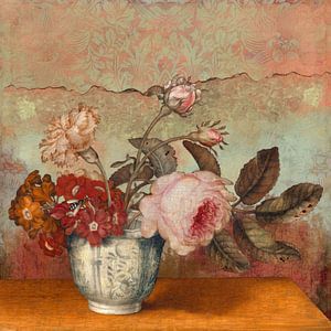 Flowers in a Delft Jar