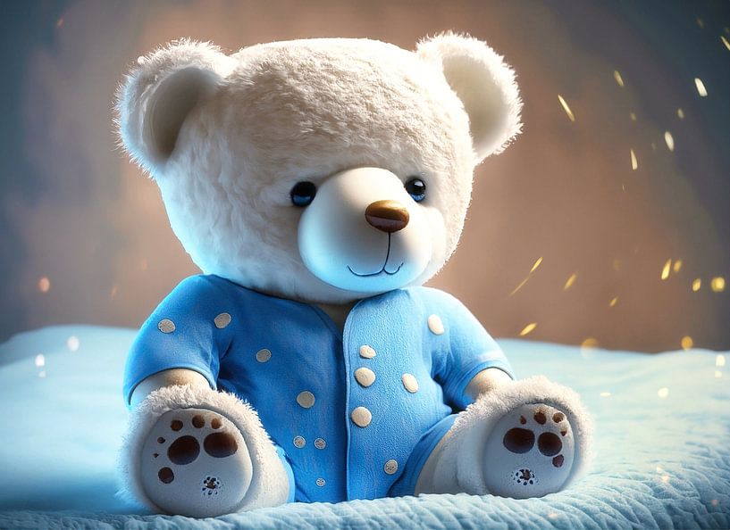 Teddy auf dem Bett von Tilo Grellmann