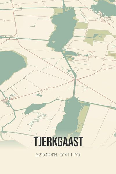 Alte Karte von Tjerkgaast (Fryslan) von Ortsdrucke
