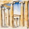 Aquarelle Architecture Esquisse Grèce antique sur Wolfsee