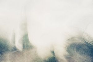 Œuvre d'art minimaliste représentant des arbres en mouvement dans des tons pastel