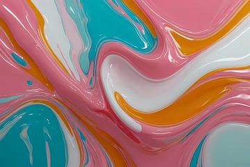 La fluidité des couleurs dans l'abstraction moderne sur De Muurdecoratie