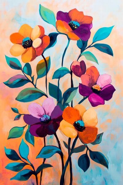 Bunte Blumenpracht im Farbenspiel von Poster Art Shop