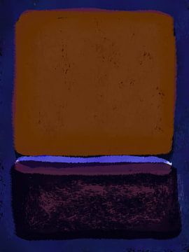 Modern abstract expressionisme. Roestbruin, blauw, paars, zwart. van Dina Dankers