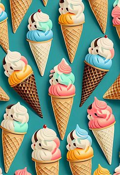 Colourful ice cream cones - Cartoon by drdigitaldesign