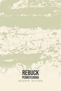 Vintage landkaart van Rebuck (Pennsylvania), USA. van Rezona