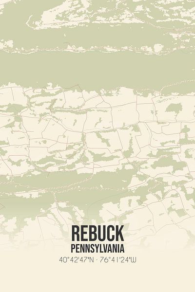 Vintage map of Rebuck (Pennsylvania), USA. by Prints of Place