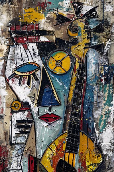 Abstract Woman with Guitar in Colours by Imperial Art House